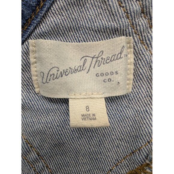 Universal Thread Overalls Womens 8 Blue Denim Bib Adjustable Straps Stretch - Picture 14 of 16